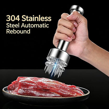 Meat Tenderizer Tool | 21 Auto Rebound 304 Stainless Steel Meat Tenderizer, Dishwasher Safe for Steak Pork Chicken Salmon