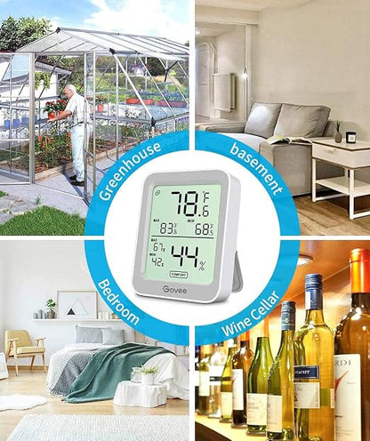 Govee Indoor Hygrometer Thermometer 2Pack H5075 with Bluetooth App Control | Room Temperature Humidity Meter, 164ft Remote Monitor, Smart Alerts, 2 Years Data Storage Export, for Bedroom Wine Cellar