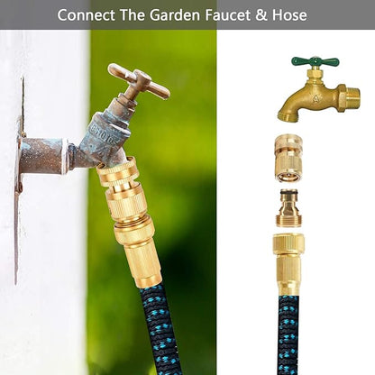 BoArt (4 Sets Garden Hose Quick Connector Set, Solid Brass 3/4 Inch Water Fitings Thread Easy Connect No-Leak Male Female
