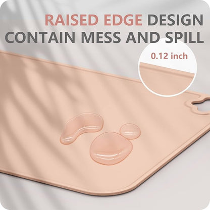 Silicone Placemat for Toddles Kids Non-Slip Reusable Portable Kids Placemats for Dinning Table Heat Resistant Placemats, Baby Placemat Stain Resistant Silicone Mat for Dining Table 3 Pack