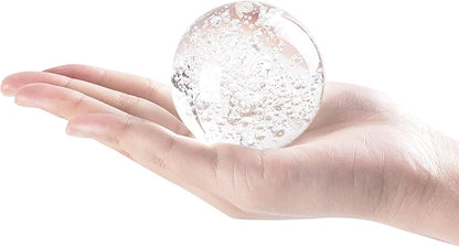 Crystal Ball Glass Globe Decor - Crystal Sphere with Stand & Gift Box, Clear Decorative Crystal Globe, 3D Crystal Ball for Home Decor Photography, Gazing Divination Fengshui Meditation, 2.3 inch/60mm