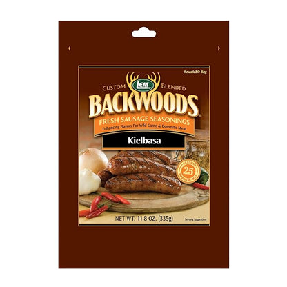LEM Products Backwoods Kielbasa Fresh Sausage Seasoning, 11.8 oz Packet | Pre-Measured Seasoning for Wild Game and Domestic Meat, Seasons Up to 25 Pounds of Meat for Homemade Sausages