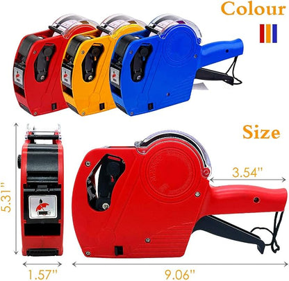 MX-5500 8 Digits Price tag Gun with 5000 Sticker Labels and 3 Ink Refill, Label Maker Pricing Gun Kit Numerical Tag Gun for Office, Retail Shop, Grocery Store (A/Blue)