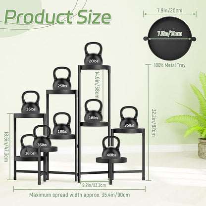 iDavosic.ly Plant Stand Indoor Outdoor, 9 Tier Corner Metal Flower Display Holder Shelf, Folding Tall Orchid Rack for Patio Balcony Porch Garden Living Room House, Black