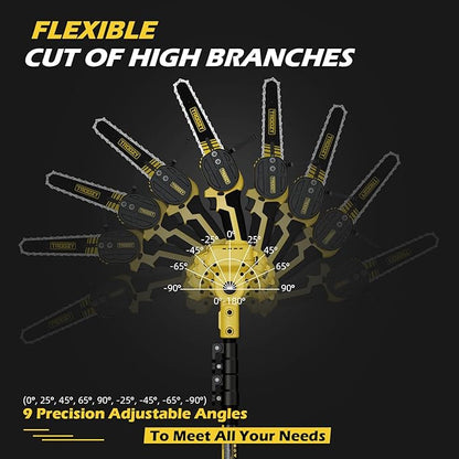 2-in-1 Cordless 6" Pole Saw & Chainsaw, 21V 3Ah Battery, 7.7lb Lightweight, 15ft Max Reach, Rotatable - For Tree Trimming