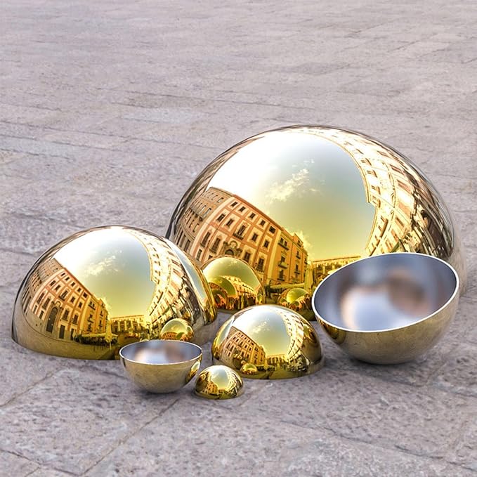 6pcs Hollow Hemisphere Ball Gazing Ball Half for Outdoor Decoration Shopping Mall Decor Wall Decorated (Gold)