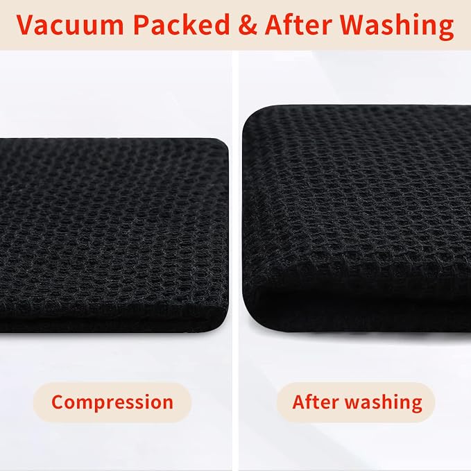 Homaxy 100% Cotton Oversized Waffle Weave Kitchen Towels, 5-Pack, Black | 20 x 28 Inches, Ultra Soft Absorbent Dish Towels, Quick Drying Large Cleaning Towels