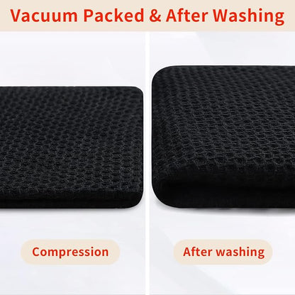 Homaxy 100% Cotton Waffle Weave Kitchen Dish Cloths, 7-Pack, Black | 12 x 12 Inches, Ultra Soft Absorbent Dish Towels, Quick Drying Dish Rags with Hanging Loop