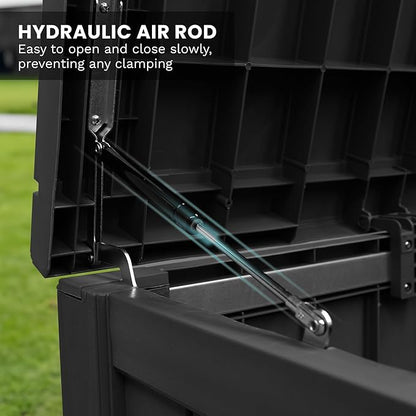 Heavy Duty Storage Box,180 Gallon Black Outdoor Storage Box is Made of Resin for Outdoor, Patio or Indoor Use.