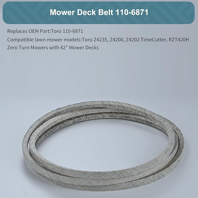 1/2 x 112'' Mower Deck Delt 110-6871, Lawn Mower Belt, Kevlar Belt for Toro Toro TimeCutter Z4200 74360 Z4235 Z4202 Z4220 74380 74381 74363 74365 74366 LawnBoy 81270 Z3400HLX 1106871 (110-6871)