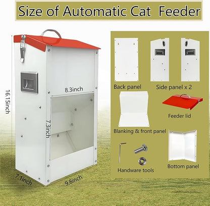 Gravity Automatic Cat Feeder Galvanized Small Animal Feeding Trough Food Dispenser for Cats Puppy 13L Outdoor Pets Feeder