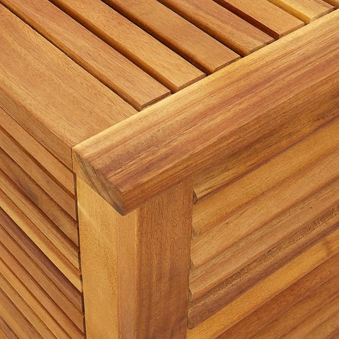 Wooden Garden Storage Box with Louver, Outdoor Cabinet Patio Storage Container for Furniture Tools, 59.1"x19.7"x22" Solid Wood Acacia,-131