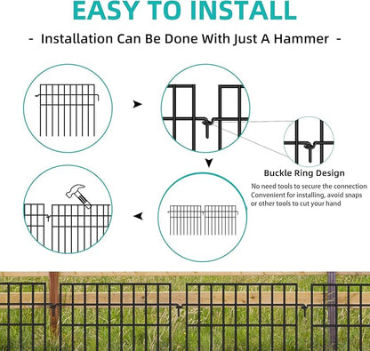 30 Panels Animal Barrier Fence, No Dig Fences, 13in(H) X 42.5ft(L) Garden Fence Animal Barrier for Rabbit and Dog Under Fencing Barrier, Rustproof Metal Fences Border for Outdoor, Yard, Patio