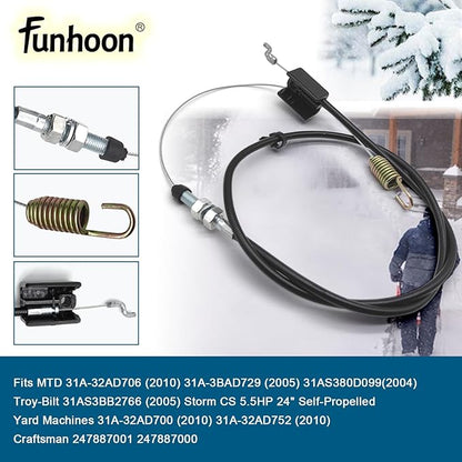 946-04007 Auger Control Cable for Yard Machines Craftsman Troy Bilt MTD Husky Cub Cadet Snow Blowers Replaces 746-04007