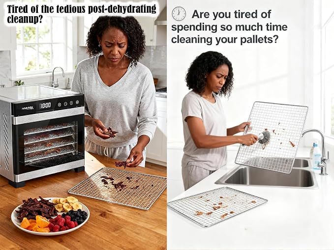 BPA-Free Silicone Dehydrator Tray Liners for Cercker&Fendia, 9.8"x9.8" 8-Pk | Non-stick Dehydrator Tray Liners Help Stop Dried Food From Sticking, Lift Food Intact, and Cut Cleanup Time - Dishwasher Safe