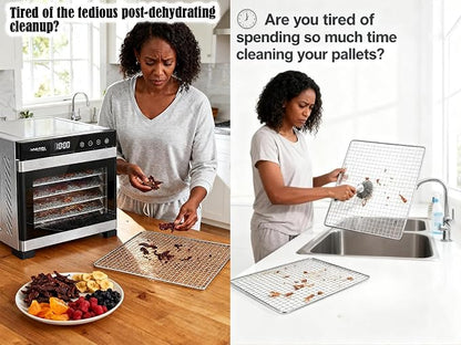 BPA-Free Silicone Dehydrator Tray Liners for Cercker, 12.5x9.8 inch 14-pack | Non-stick Dehydrator Tray Liners Help Stop Dried Food From Sticking, Lift Food Intact, and Cut Cleanup Time - Dishwasher Safe