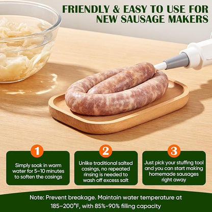 Edible Drying Natural Sausage Casing, Sausage Casings for Flavorous Homemade Sausages Ham,Breakfast Sausage,Italian Sausage,Knoblewurst,Pepperoni,Bologna Sausage and Most Sausage-8m/26ft,Φ38mm