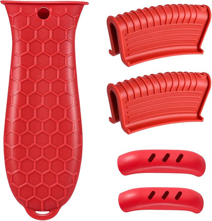 5pcs Cast Iron Handle Cover, Silicone Hot Handle Holder | Heat Resistant Cast Iron Skillet Covers Potholder for Frying Pans and Griddles Kitchen Supplies under 400℉