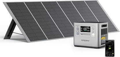 AFERIY P210 2400W Portable Power Station with 400W Solar Panel, 2048Wh LiFePO4 Battery Backup with AC & Solar Charging, Quiet Generator for Home Use, Outdoor Camping, RV, Emergency Power Supply