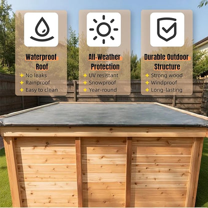 ZONEMEL Outdoor Red Cedar Steam Sauna for 8 Person, Modern Square with Porch, Full-Glass Front, 8KW ETL Harvia Heater, LED Lighting, Waterproof Roof, Double Bench, Complete Accessories