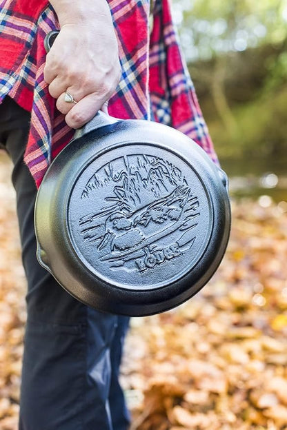 Lodge Wildlife Series-8" Cast Iron Skillet with Duck Scene, 8", Black (Pack of 3)