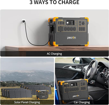 pecron Portable Power Station 3072Wh E3600LFP with 3xEP3000-48V(3072Wh) Expandable to 12288Wh, 5x3600W AC Outlets Power Station, LiFePO4 Battery Backup Solar Generator for RV, Camping, CPAP, Emergency