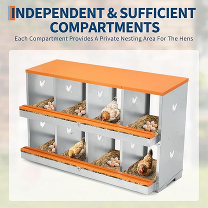 8 Compartment Chicken Nesting Box, Nesting Boxes for Chickens, Chicken Laying Boxes to Protect Eggs, Easy to Clean