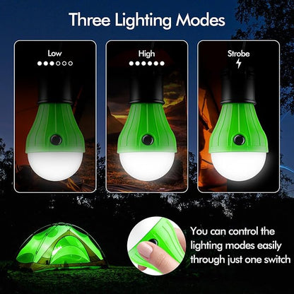 FLY2SKY Portable LED Gear Camping Lights with Clip Hook Emergency Light | Battery Powered LED Tent Lights Bulbs Outdoor Camping Essentials for Hiking Backpacking Hurricane Power Outage Emergency Gear