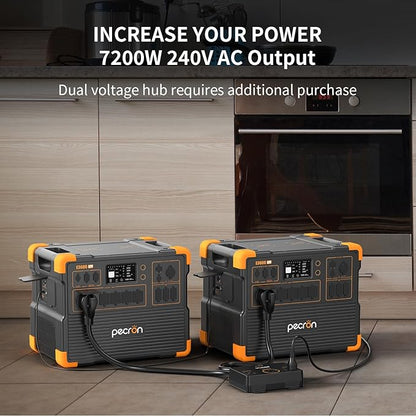 pecron Portable Power Station 3072Wh E3600LFP with 3xEP3000-48V(3072Wh) Expandable to 12288Wh, 5x3600W AC Outlets Power Station, LiFePO4 Battery Backup Solar Generator for RV, Camping, CPAP, Emergency