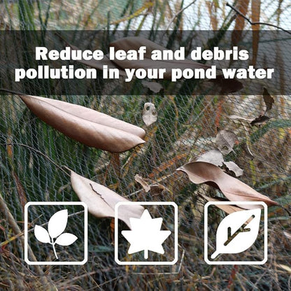 25x50ft Pond Netting for Leaves Leaf Net Cover Pond Net with Small Fine Mesh Protecting Koi Fish from Birds Cats Stakes Included