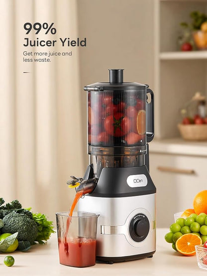 Cold Press Juicer Slow Masticating Machine with 5.5 Inch Chute(Silver) | Wide Feed Chute, For Whole Fruits And Vegetables, Easy To Clean, Gray Finish, Slow Juicing For Fresh Juice