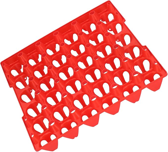 Plastic Egg Flats 30 Cell Holder Tray 5PCS, Durable Storage and Transportation Container - Stackable Design, Reusable Material, Ideal for Home and Farm Use (Red)