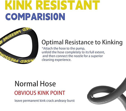 50 FT Pressure Washer Hose with 3/8" Quick Connect, 4000 PSI Kink Resistant High Tensile Wire Power Washer Hose