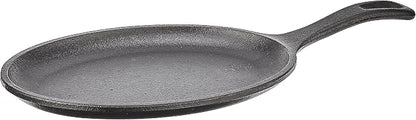 Lodge 10 x 7.5 Inch Cast Iron Oval Serving Griddle - Cast Iron Fajita Pan with Signature Teardrop Handle - Fajita Skillet for Use in the Oven, on the Stove, or on the Grill or Over a Campfire - Black
