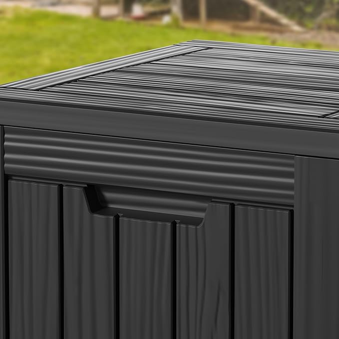 Two 28 GallonOutdoor Storage Box,Resin Deck Boxes Waterproof, IndoorOutdoor Bin for Package Delivery, Patio Cushions, Gardening Tools, Lockable, UV Resistant