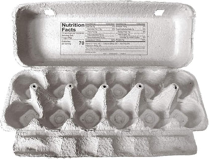 Blank 12-Egg Flat Top Paper Pulp Egg Carton with Nutrition Facts, Safe Handling Info, Optional UPC - 50 Pack