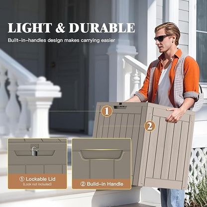 22 Gallon Outdoor Storage Box, Deck Box Waterproof, Resin Outside Storage, Storage Bin for Package Delivery, Patio Furniture Cushion, Pool Accessories, Weatherproof and UV Resistant