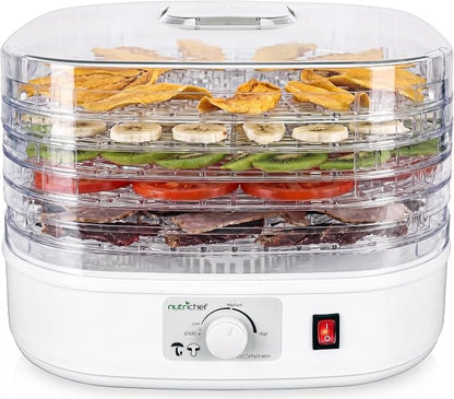 Nutrichef Food Dehydrator Machine | Dehydrates Beef Jerky, Meat, Food, Fruit, Vegetables & Dog Treats | Great For At Home Use | High-Heat Circulation for Even Dehydration | 5 Easy to Clean Trays