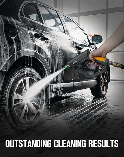 LidoDola 5000 PSI Pressure Washer Gun with Swivel - High Power Washer Gun with 3/8" Male Plug, 5 Nozzle Tips,Features 3 Selectable Lengths,Ergonomic Grip for Car/Driveway/Industrial Cleaning