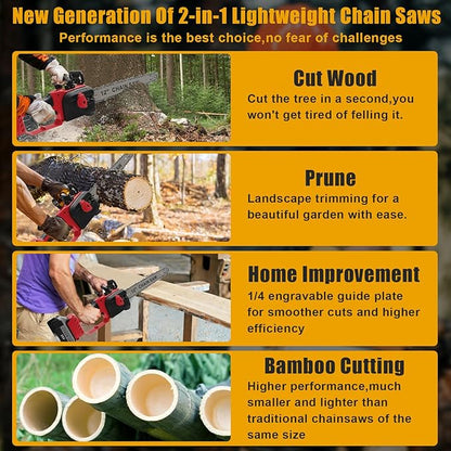 Mini Chainsaw Cordless for Milwaukee 18V Battery, Brushless Electric Chainsaw 12"/ 10" with Auto Oiler & Security Lock, for Tree Trimming, Branch Wood Cutting (Tool Only)