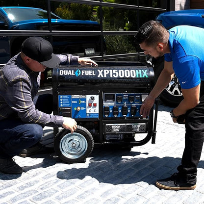 DuroMax XP15000HX 15,000-Watt Dual Fuel Portable Generator - Gas & Propane, Remote Electric Start, Whole Home Power Backup, Transfer Switch Ready, RV & Emergency Ready