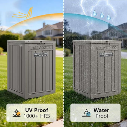 Package Delivery Box for Outside, Waterproof Outdoor Storage, Grey