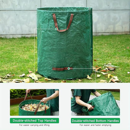 2-Pack 80 Gallon (33H x 26D Inches) Reusable Standable Yard Waste Bags with 4 Handles for Leaves, Debris, Grass Clippings, Garden Trash