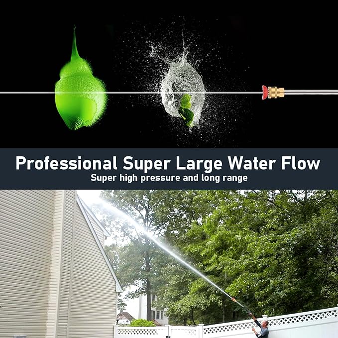 Professional 4200PSI 4GPM 196CC Gas Pressure Washer, Commercial Gas Power Washer with 5 Nozzles 25FT Hose Foam Bottle for Car Fence Driveway Yard (EPA/CARB/ETL Compliant), 2 Green Wheels