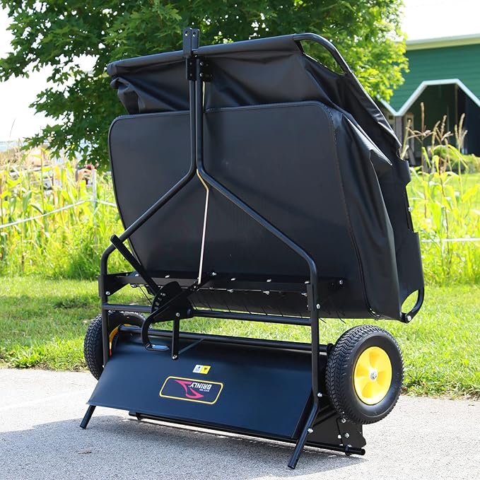 Brinly STS-42BHDK-A 42" Tow-Behind Lawn Sweeper with Dethatcher and Hamper Windscreen