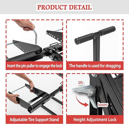 Riding Mower Lift,550 lbs Capacity Lawn Mower Lift Jack with Hydraulic Jack,Foldable Design for Zero Turn Mower Lift and Garden Tractors, Black