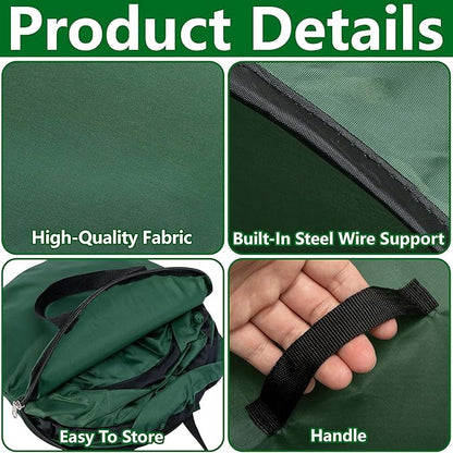150 Gallon Foldable Pop Up Leaf Collector, Leaves Pickup and Loader Bag, Lawn Portable Leaf Bags for Cleaning Up Garden Weeds Branches Waste Trash