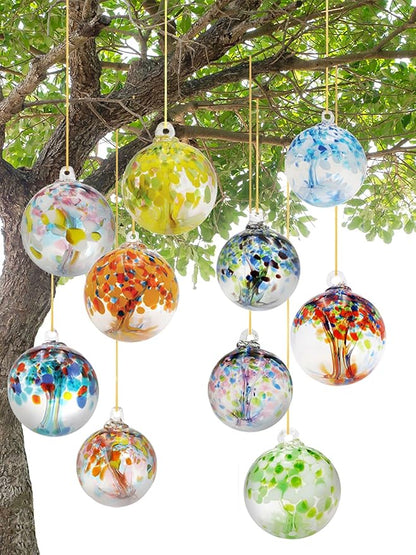 Dale Tiffany Hand Blown Glass, 6" Diameter Spring, Tree of Life Collection, Witch Globe Hanging Garden Indoor/Outdoor Decorative Ornament Gazing Ball