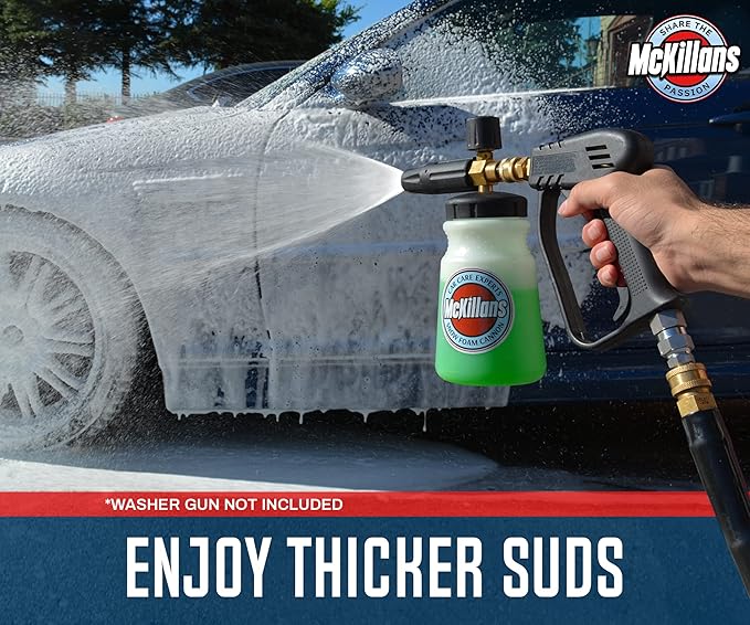 McKillans Foam Cannon for Pressure Washer (Wide Mouth) - Car Wash Snow Foam Cannon Lance Pressure Washer Soap Dispenser for Car Washing with Adjustable Thick Foam + 1/4 Quick Connector