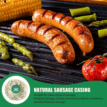 FAIRSKY Grade A Salt Packed Natural Hog Sausage Casings, Edible 38-40mm Diameter 32ft/10M for Homemade Breakfast Italian Pepperoni Bologna Sausage Making